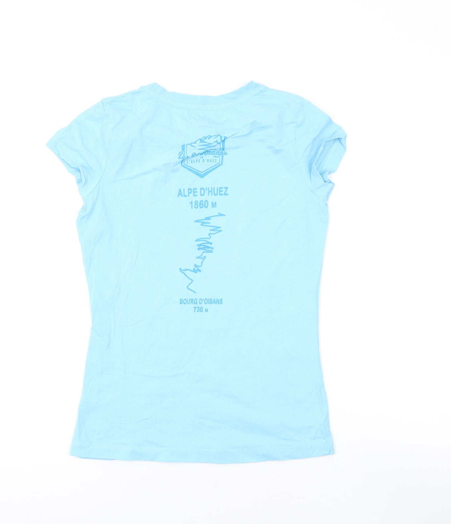 Les 21 Vinages Womens Blue Cotton Basic T-Shirt Size XS Round Neck