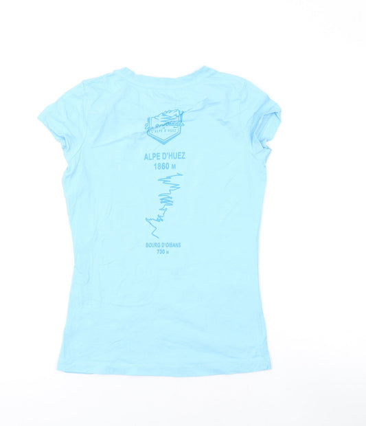 Les 21 Vinages Womens Blue Cotton Basic T-Shirt Size XS Round Neck