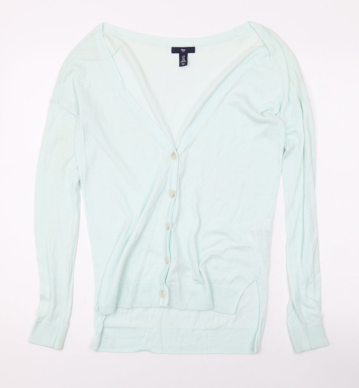 Gap Womens Green V-Neck Cotton Cardigan Jumper Size XS