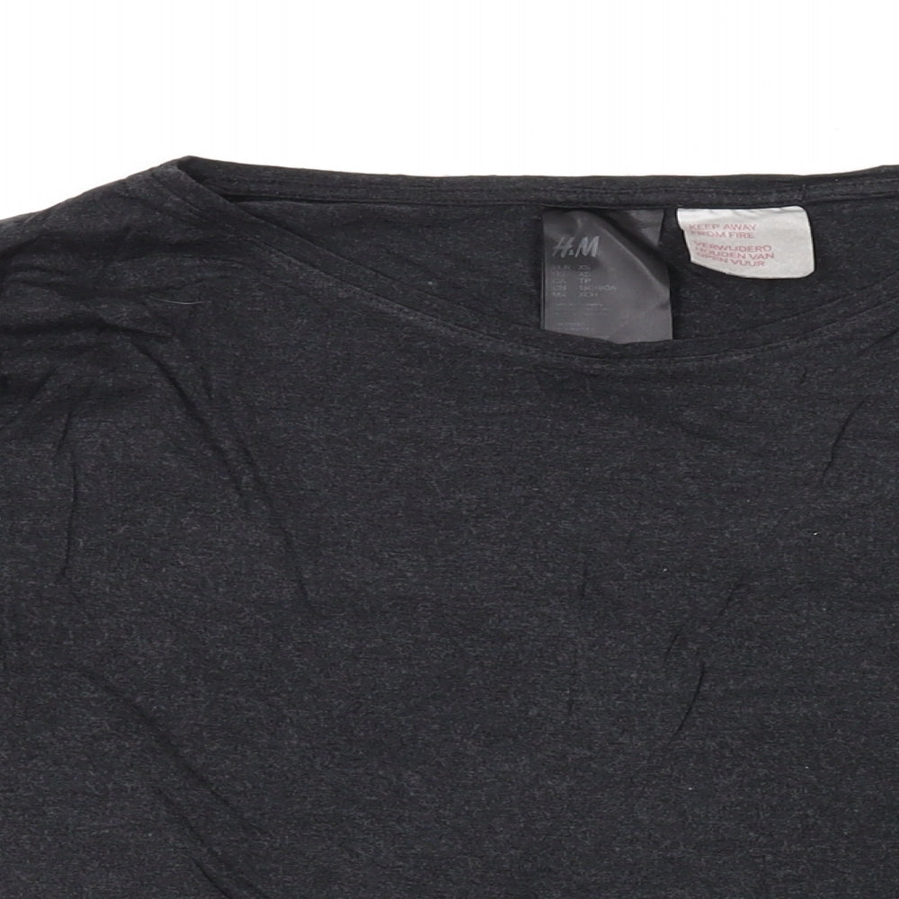 H&M Womens Grey Viscose Basic T-Shirt Size XS Round Neck