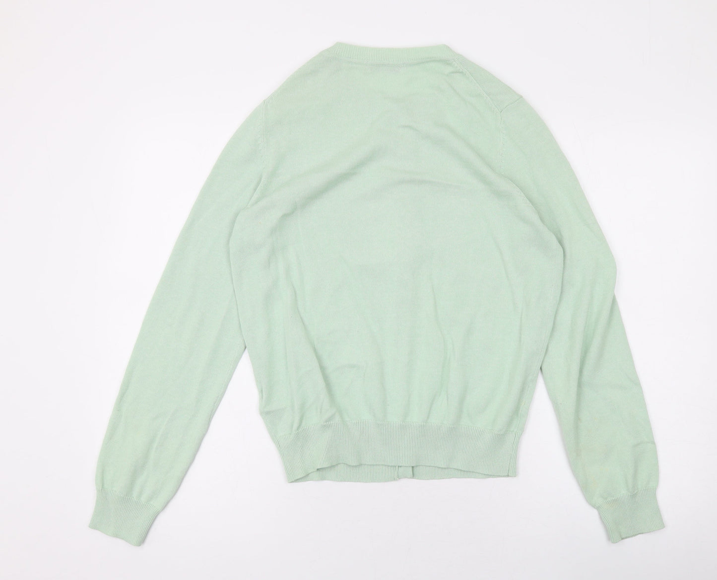 Marks and Spencer Womens Green Round Neck Cotton Cape Jumper Size 10