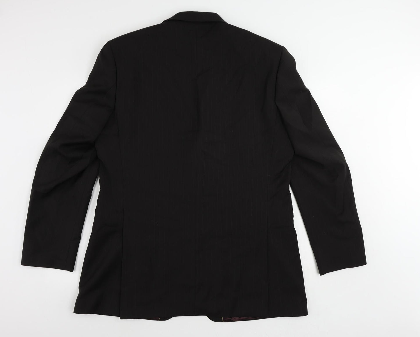 Burton Mens Black Striped Polyester Jacket Suit Jacket Size 44 Regular
