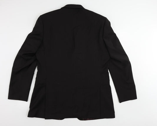 Burton Mens Black Striped Polyester Jacket Suit Jacket Size 44 Regular