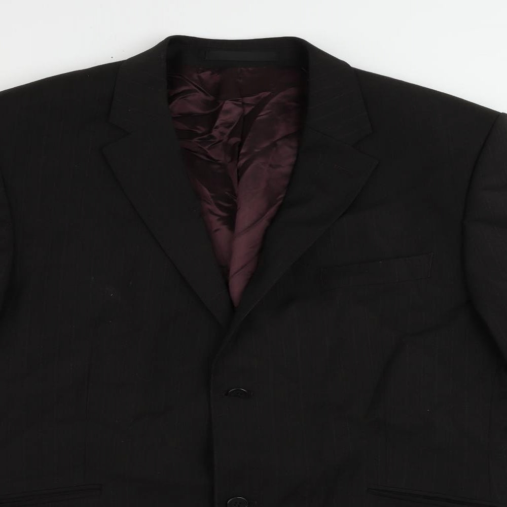 Burton Mens Black Striped Polyester Jacket Suit Jacket Size 44 Regular
