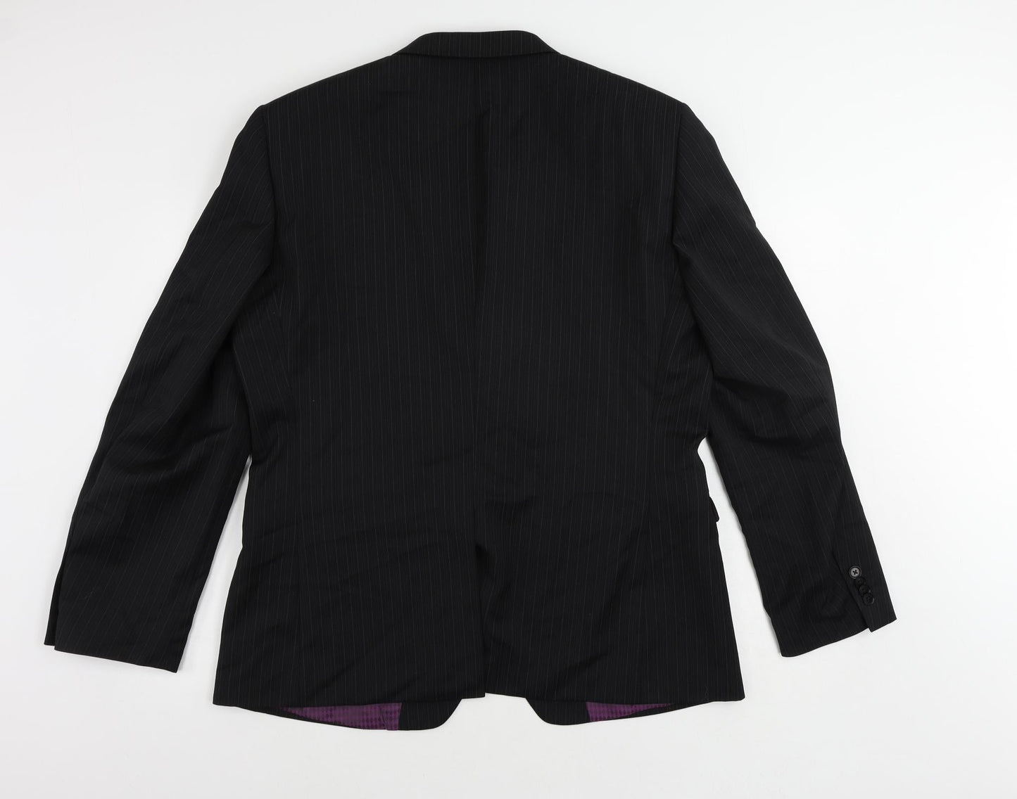 NEXT Mens Black Striped Wool Jacket Suit Jacket Size 44 Regular