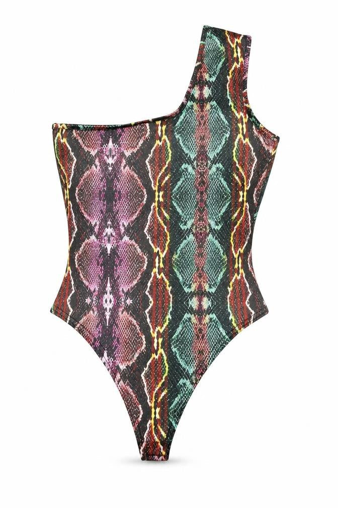 I SAW IT FIRST Womens Multicoloured Animal Print Polyester Bodysuit One-Piece Size 8 Snap