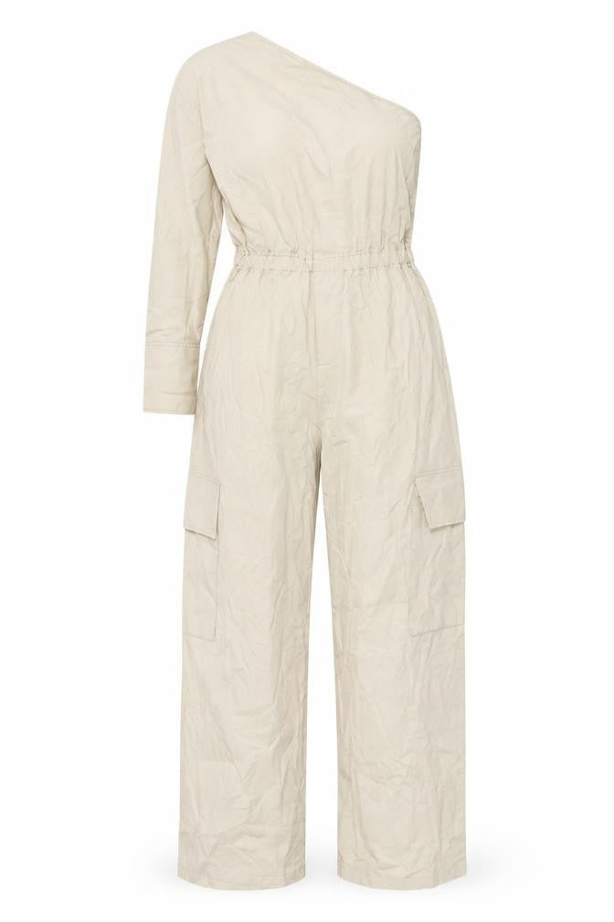 Zara Womens Beige Cotton Jumpsuit One-Piece Size XS L30 in Zip