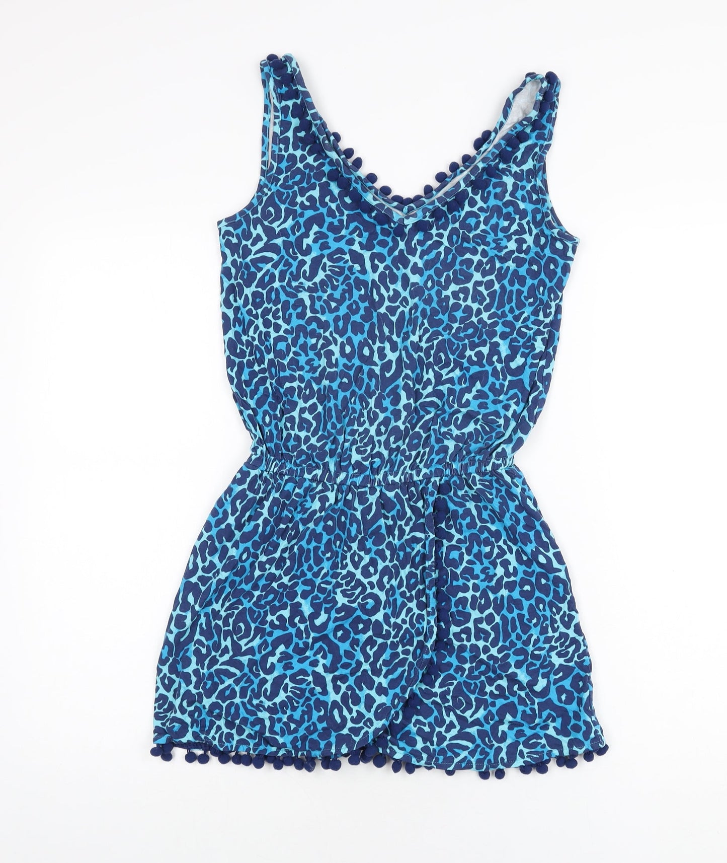 Lilly Pulitzer Womens Blue Animal Print Elastane Playsuit One-Piece Size 2XS L3 in Pullover