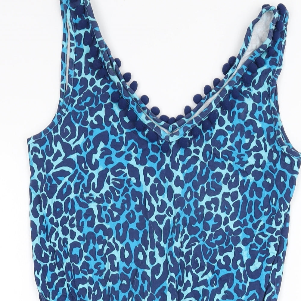 Lilly Pulitzer Womens Blue Animal Print Elastane Playsuit One-Piece Size 2XS L3 in Pullover