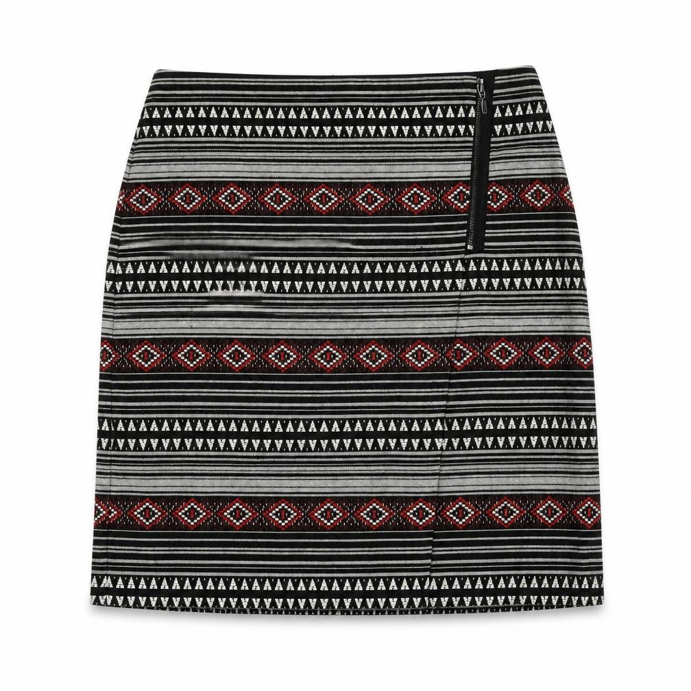 Marks and Spencer Womens Black Geometric Polyester A-Line Skirt Size 10 Zip