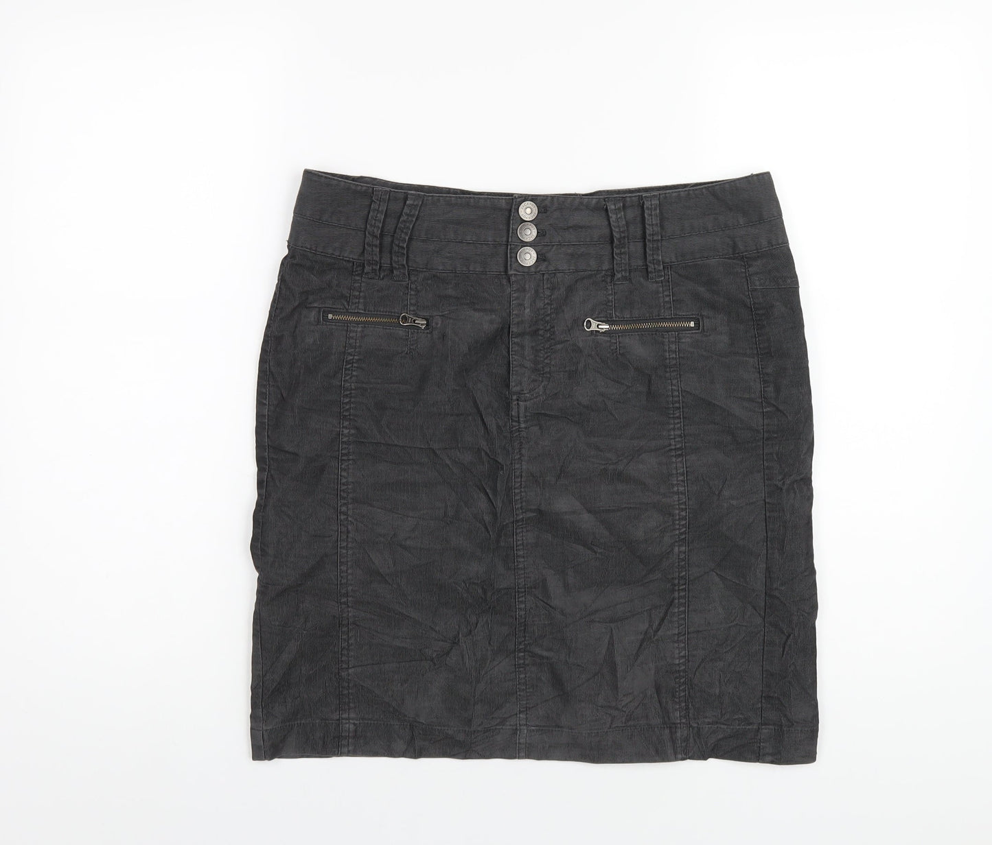 Jackpot Womens Grey Cotton A-Line Skirt Size 10 Zip