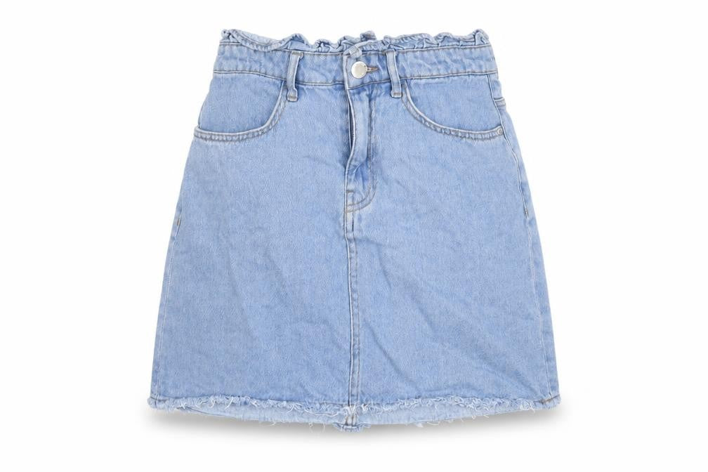 H&M Womens Blue Cotton A-Line Skirt Size 8 Zip - Paperbag Waist
