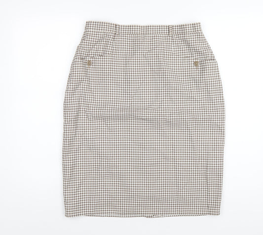 Classic Womens Brown Geometric Polyester Straight & Pencil Skirt Size 16 Zip