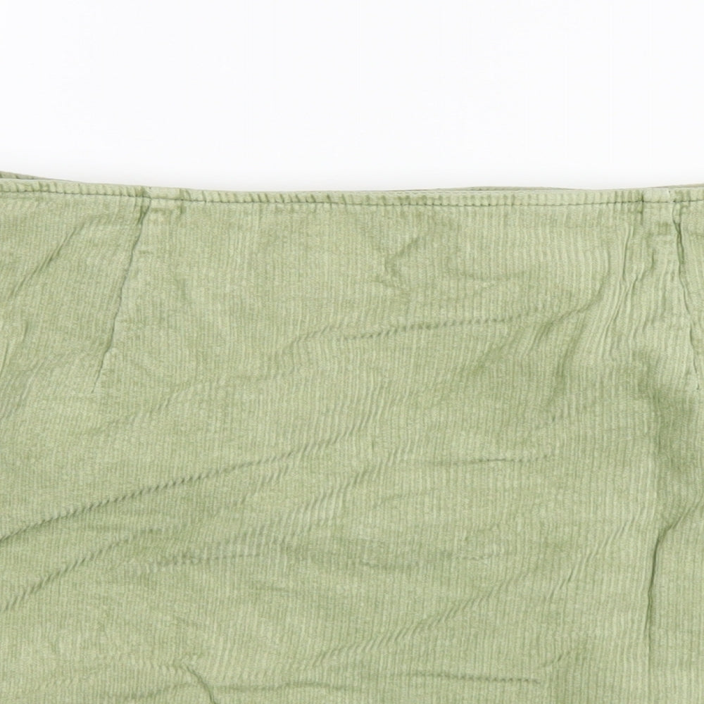 ASOS Womens Green Cotton A-Line Skirt Size 16 Zip