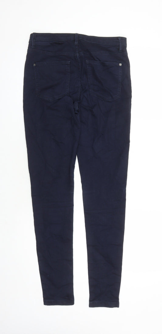 Marks and Spencer Womens Blue Cotton Skinny Jeans Size 10 L30 in Regular Zip - Pockets