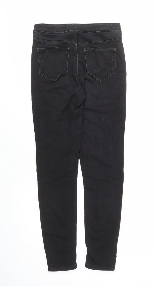 Marks and Spencer Womens Black Cotton Skinny Jeans Size 10 L27 in Regular Zip