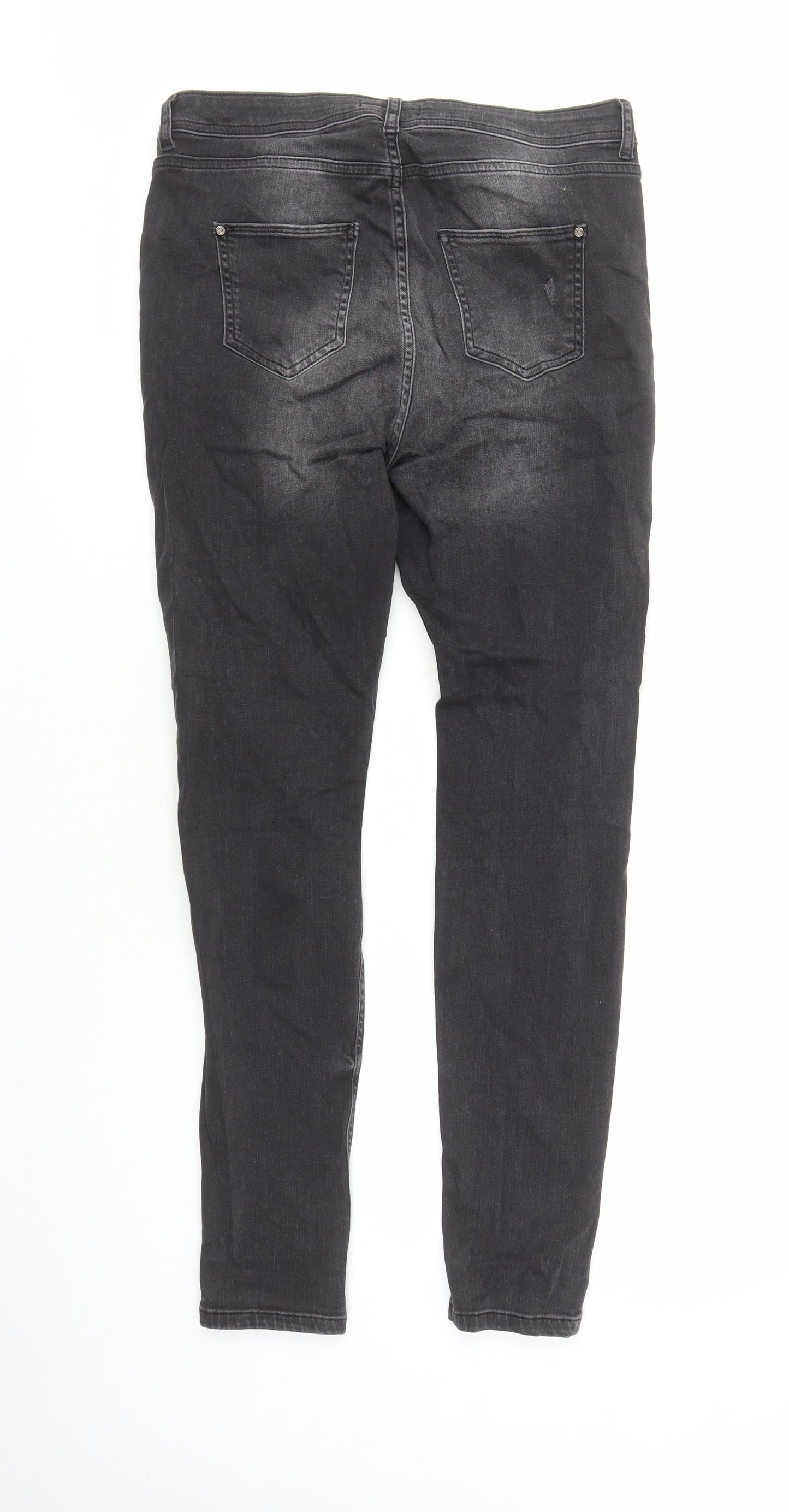 Missguided Womens Black Cotton Skinny Jeans Size 12 L29 in Regular Zip - po