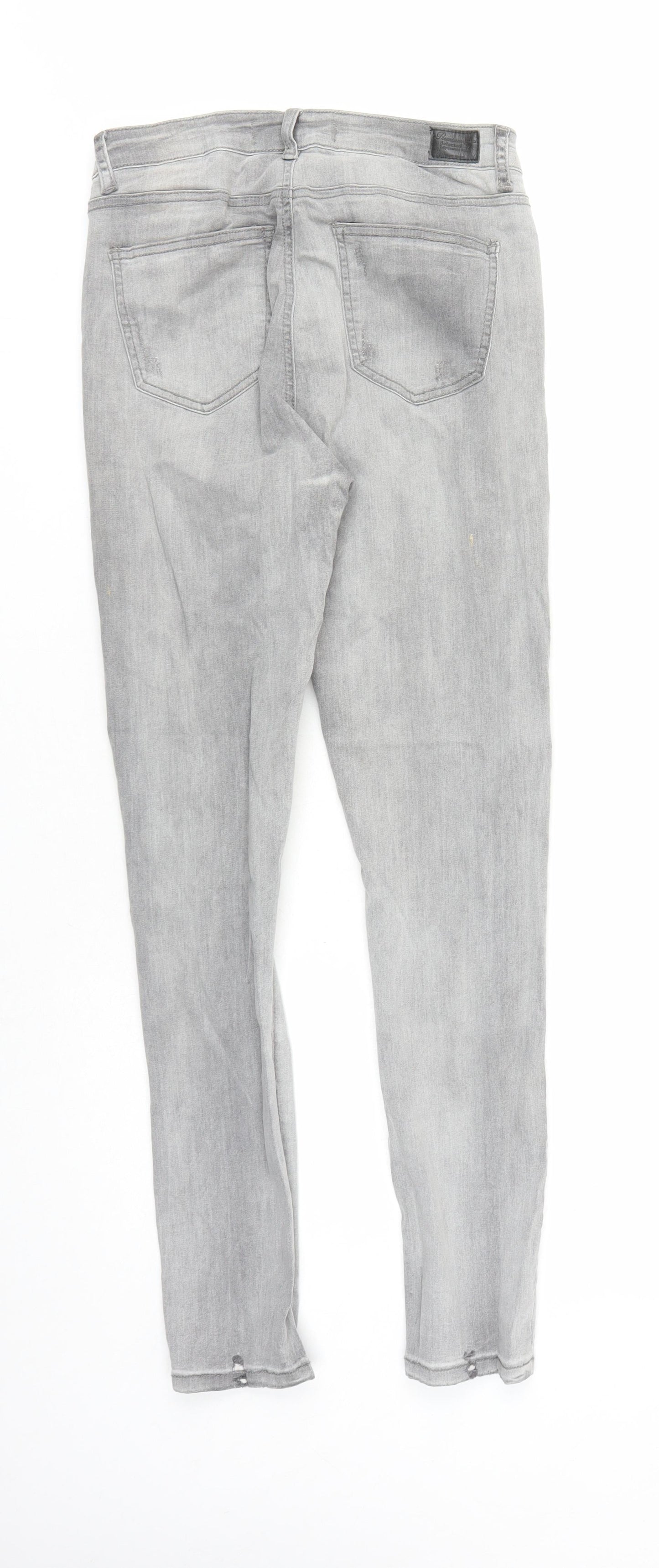 TALLY WEiJL Womens Grey Cotton Skinny Jeans Size 12 L27 in Regular Zip - Pockets
