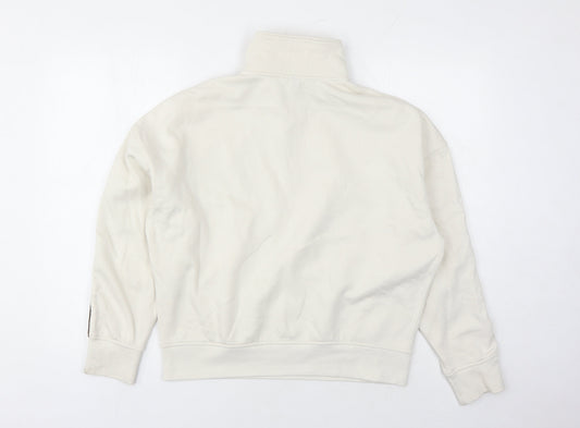 Divided by H&M Womens Ivory Cotton Pullover Sweatshirt Size XS Zip - Park City