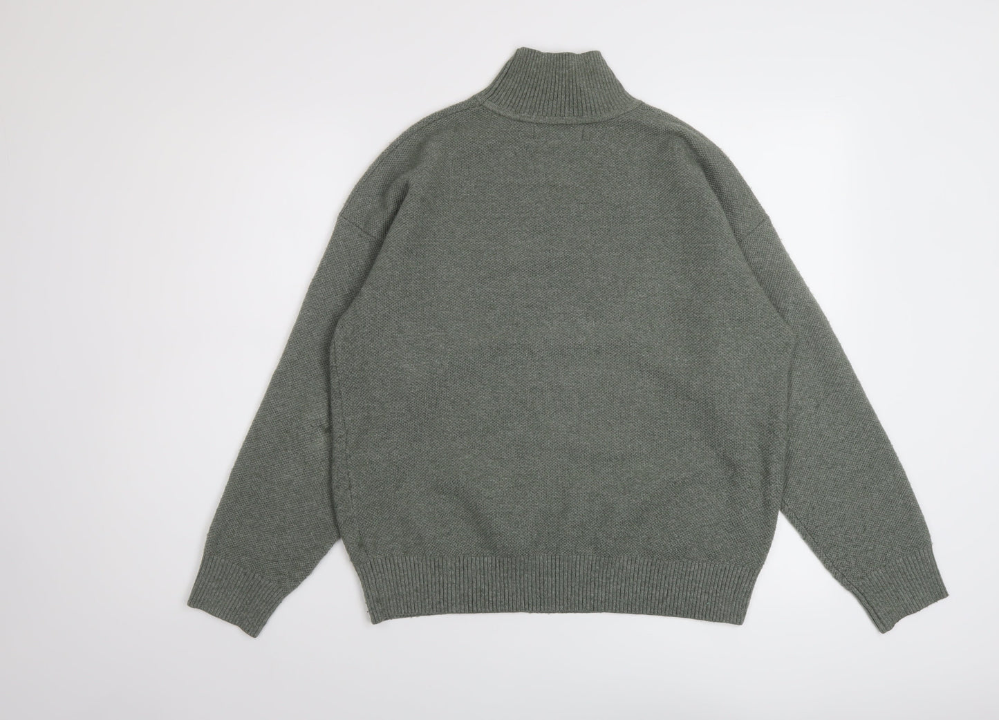 Marks and Spencer Womens Green Mock Neck Polyester Pullover Jumper Size S