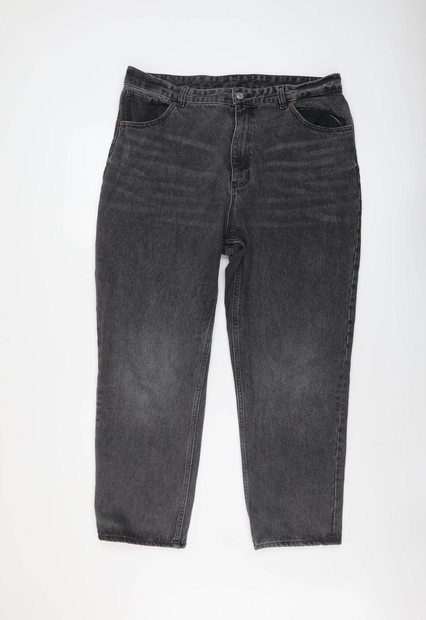 Monki Womens Grey Cotton Mom Jeans Size 36 in L27 in Regular Button