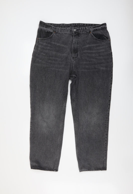 Monki Womens Grey Cotton Mom Jeans Size 36 in L27 in Regular Button