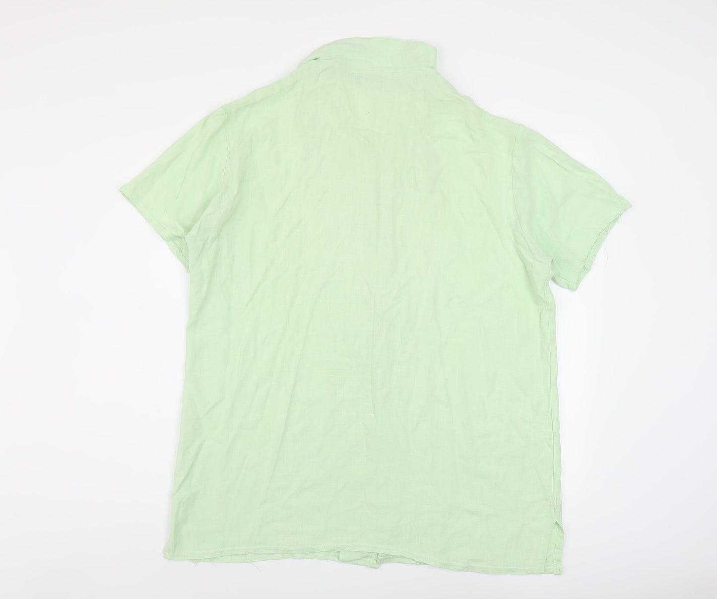 Boohoo Mens Green Viscose Button-Up Size XL Collared Button