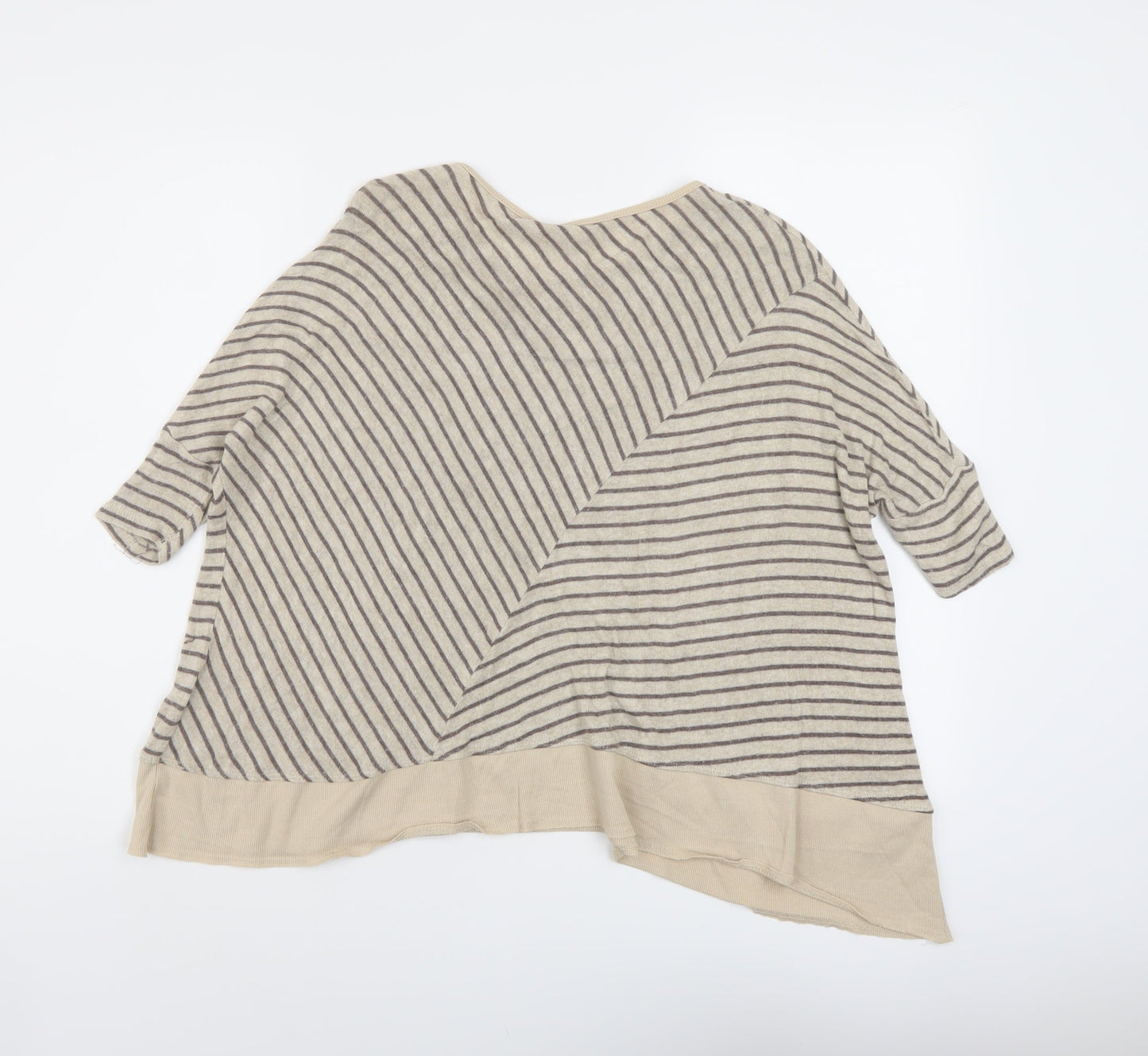 MOTH Womens Beige Round Neck Striped Viscose Pullover Jumper Size XS