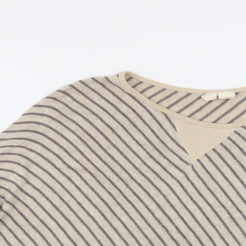 MOTH Womens Beige Round Neck Striped Viscose Pullover Jumper Size XS
