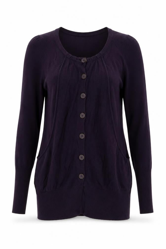 River Island Womens Purple Scoop Neck Cotton Cardigan Jumper Size 8