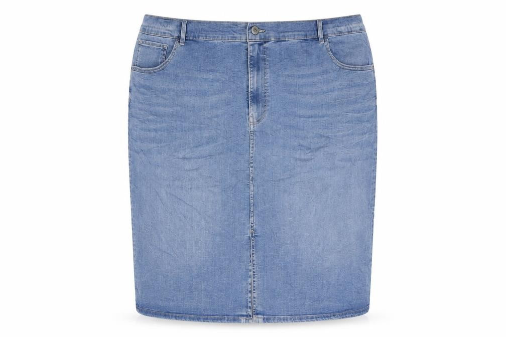 Marks and Spencer Womens Blue Cotton Straight & Pencil Skirt Size 30 Zip