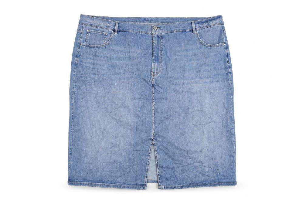 Marks and Spencer Womens Blue Cotton Straight & Pencil Skirt Size 30 Zip