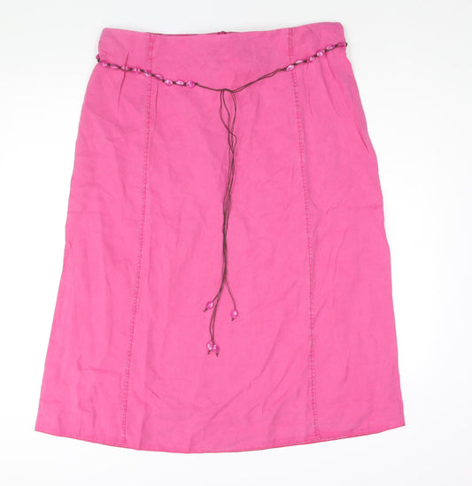 Ann Harvey Womens Pink Lyocell A-Line Skirt Size 18 Zip - Beaded Belt