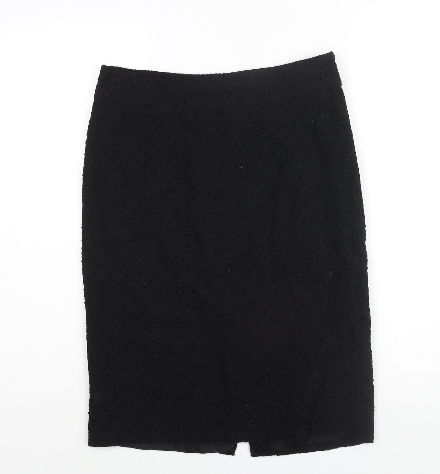 Monsoon Womens Black Cotton Straight & Pencil Skirt Size 10 Zip