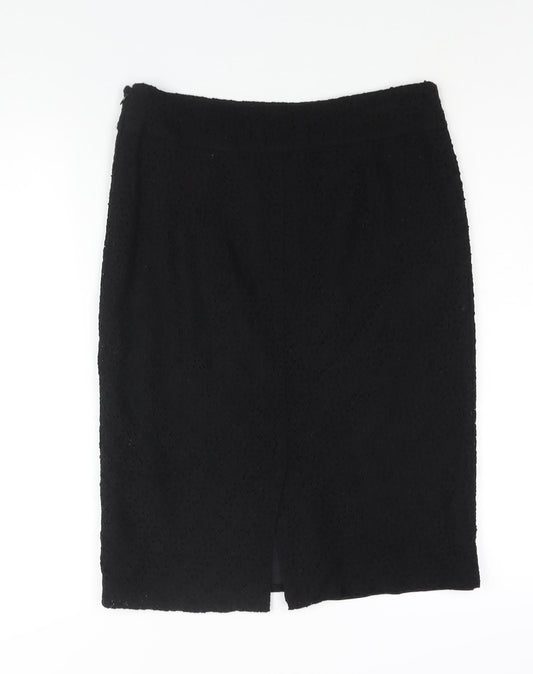Monsoon Womens Black Cotton Straight & Pencil Skirt Size 10 Zip