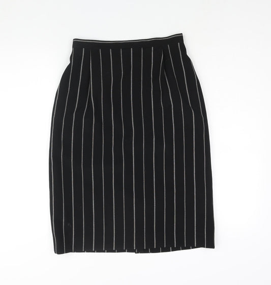 Precis Womens Black Striped Polyester Straight & Pencil Skirt Size 12 Zip