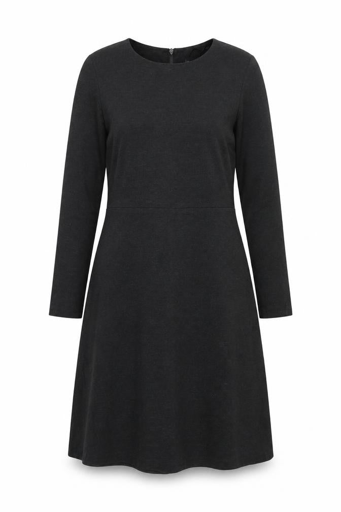 Marks and Spencer Womens Grey Viscose A-Line Size 12 Round Neck Zip