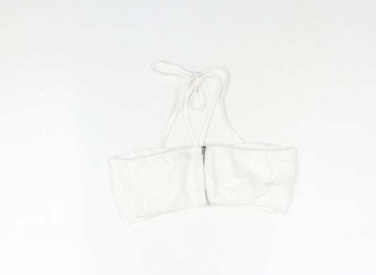Ravi Famous Womens White Polyester Cropped Blouse Size 10 Halter - Cut Out Detail