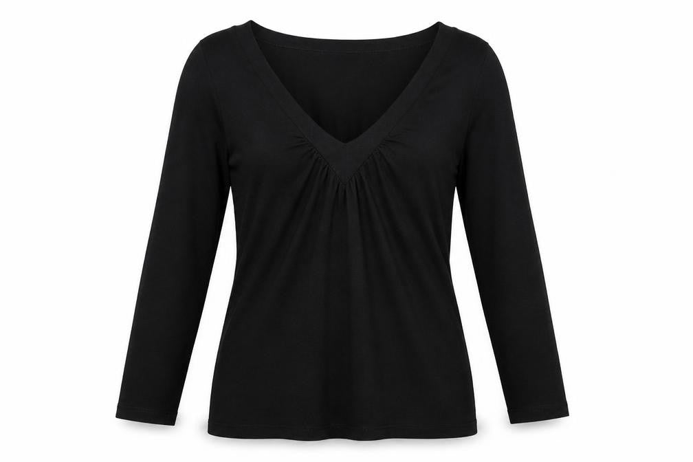 Oasis Womens Black Viscose Basic Blouse Size 10 V-Neck