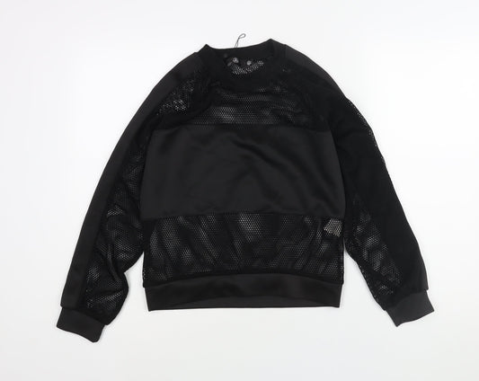 Missguided Womens Black Polyester Pullover Sweatshirt Size 6 Pullover - Semi Sheer