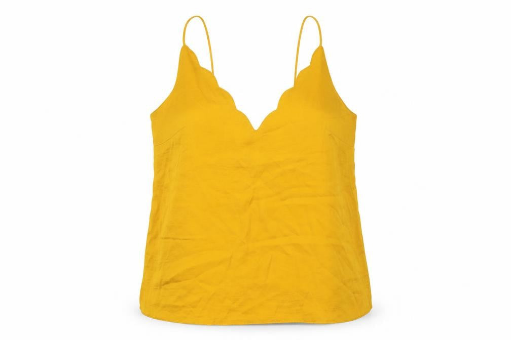 Topshop Womens Yellow Polyester Camisole Blouse Size 8 V-Neck