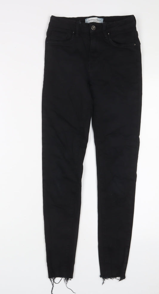 Queen Hearts Womens Black Cotton Skinny Jeans Size XS L27 in Regular Zip