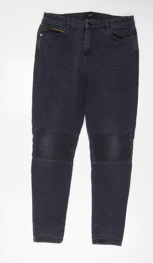 NEXT Womens Grey Cotton Skinny Jeans Size 12 L29 in Regular Zip