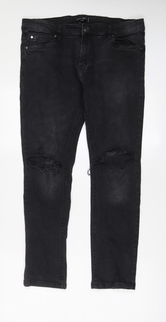 Night Addict Womens Black Cotton Straight Jeans Size 34 in L28 in Regular Zip