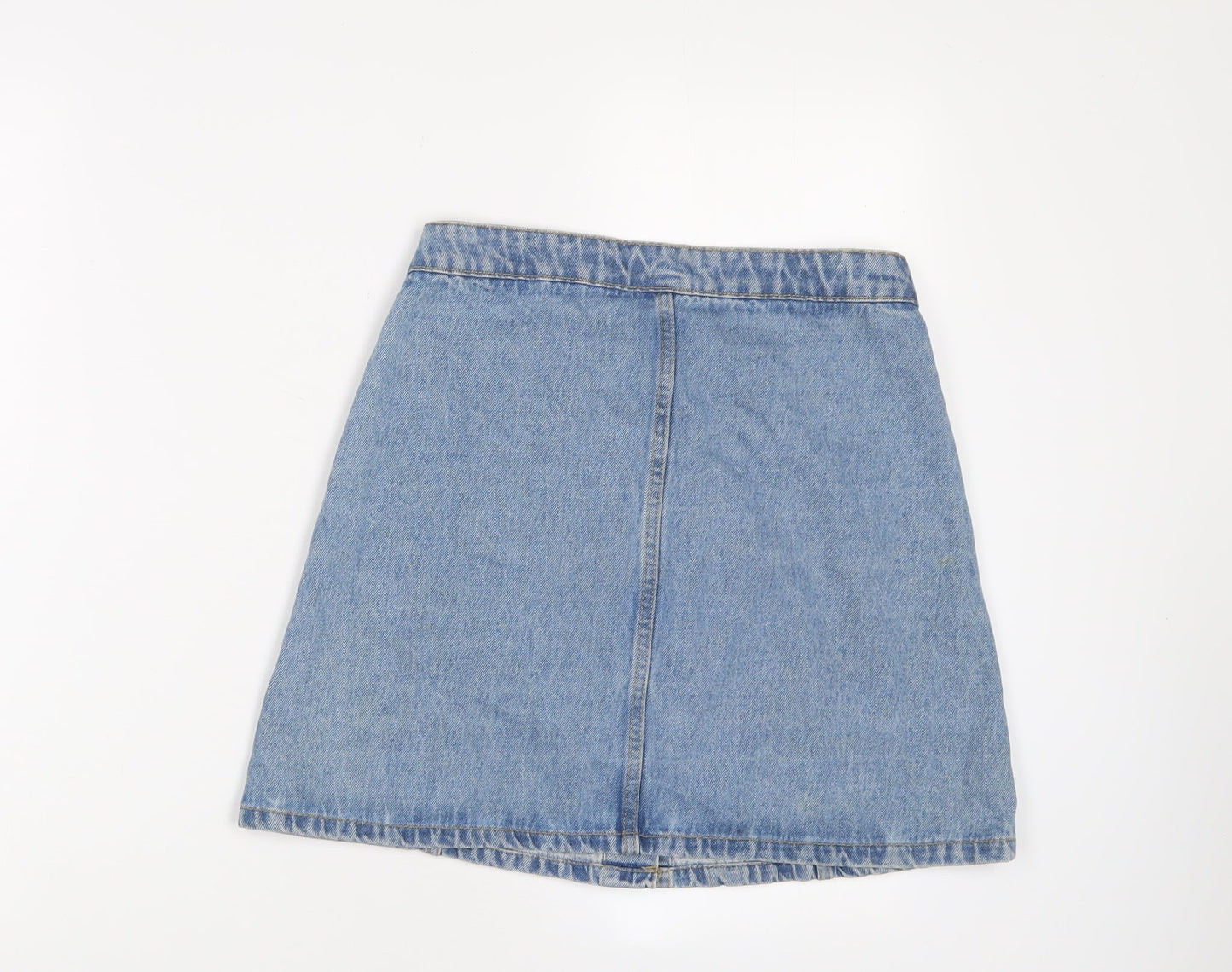 Denim & Co. Womens Blue Cotton A-Line Skirt Size 8 Button