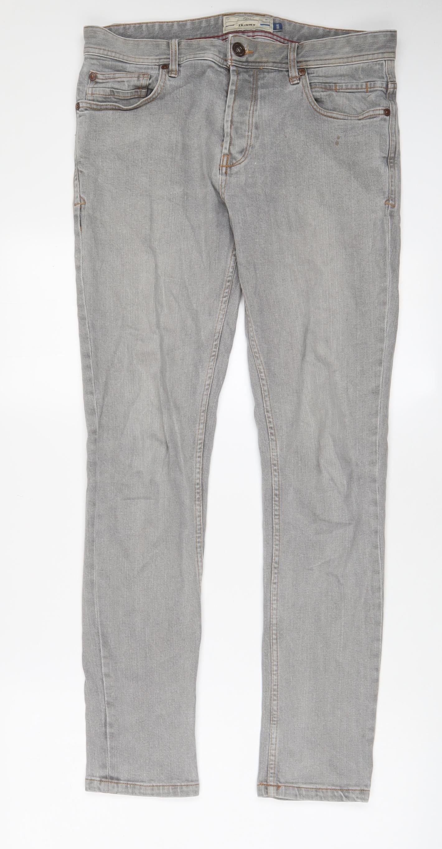 NEXT Mens Red Cotton Skinny Jeans Size 30 in L31 in Regular Button