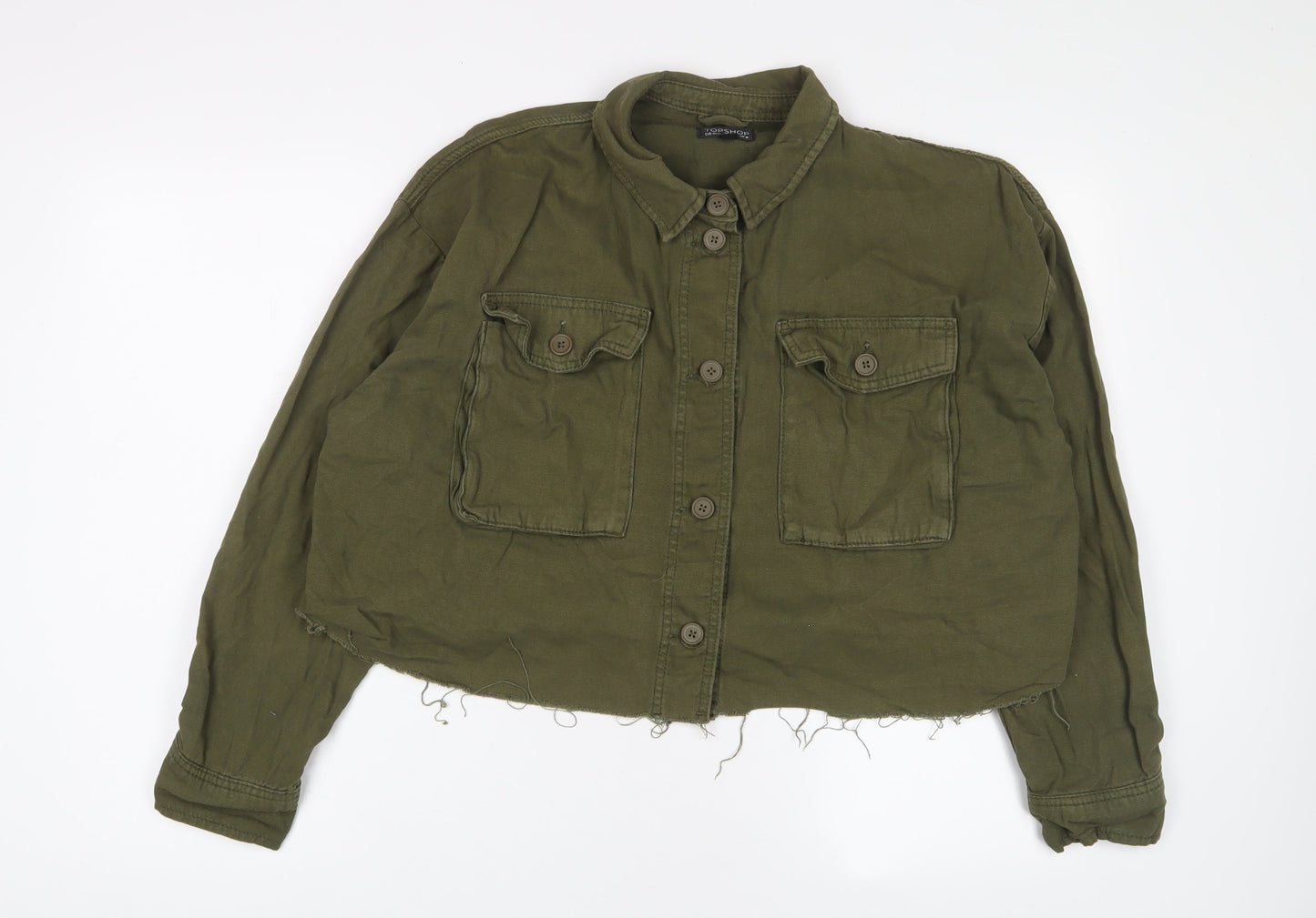 Topshop Womens Green Jacket Size M Button