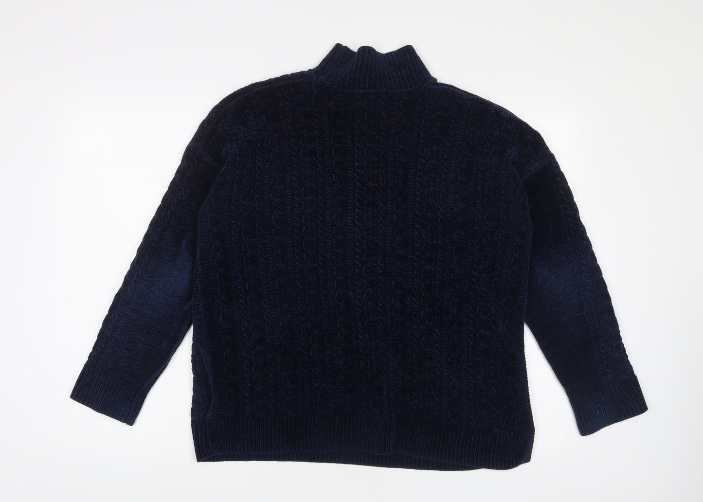 Adrienne Vittadini Womens Blue High Neck Polyester Pullover Jumper Size M