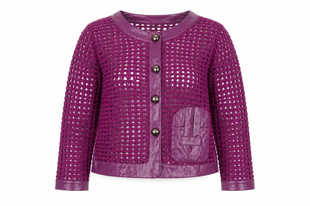 Stephan y Womens Purple Boat Neck Acrylic Cardigan Jumper Size M