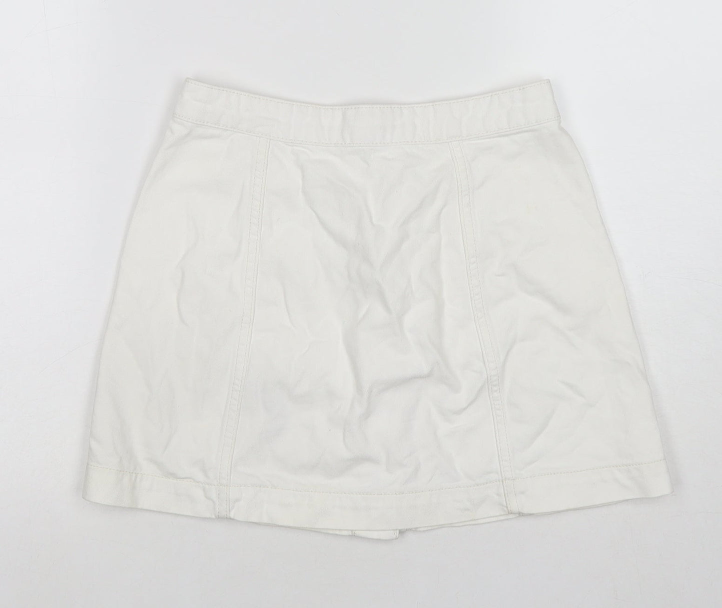 Topshop Womens White Cotton A-Line Skirt Size 26 in Zip